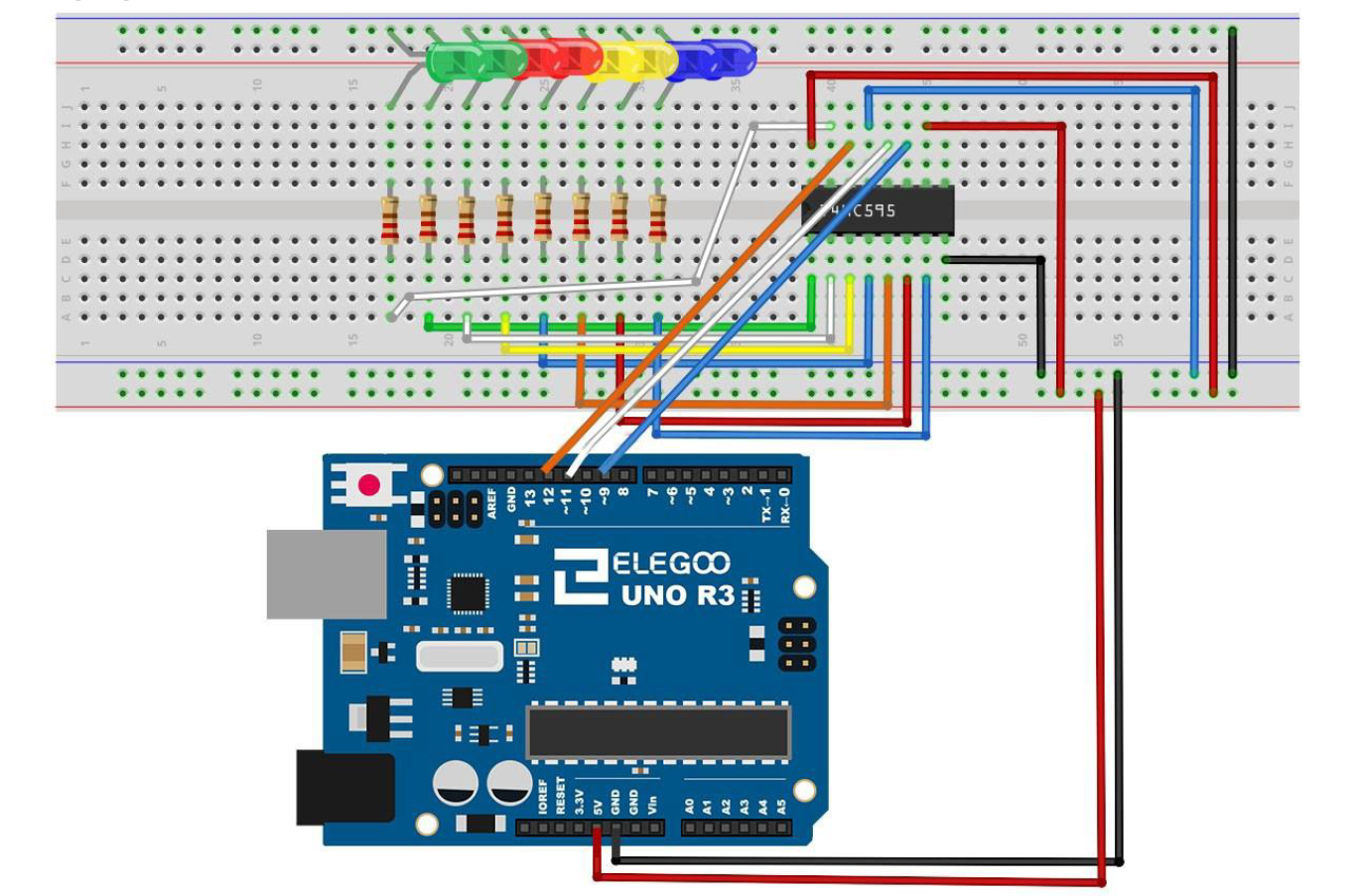Arduino Lesson 29 Arduino学習⑮ Lesson16 74HC595を使って8つのLEDを制御 | ロボットをつくってみる